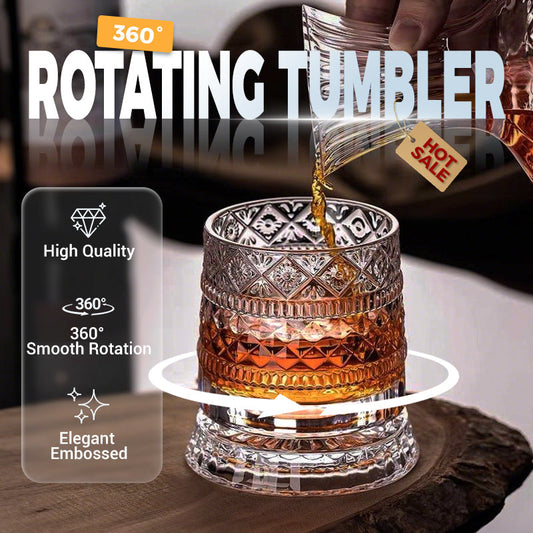 💎🥃 360° roterande whiskeyglas – Lyxigt roterande kristallglas