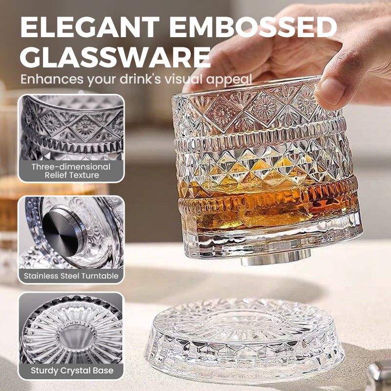 💎🥃 360° roterande whiskeyglas – Lyxigt roterande kristallglas