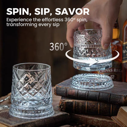 💎🥃 360° roterande whiskeyglas – Lyxigt roterande kristallglas