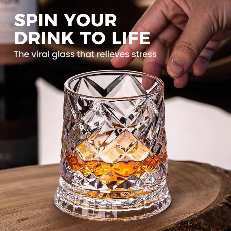 💎🥃 360° roterande whiskeyglas – Lyxigt roterande kristallglas