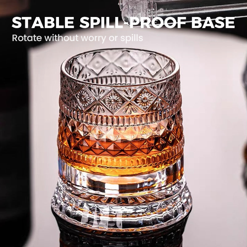 💎🥃 360° roterande whiskeyglas – Lyxigt roterande kristallglas