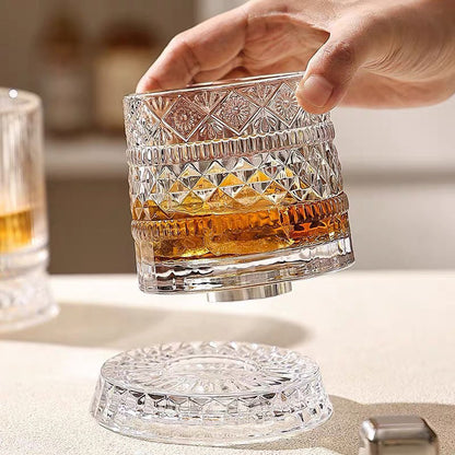 💎🥃 360° roterande whiskeyglas – Lyxigt roterande kristallglas