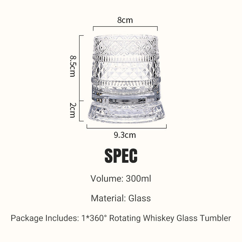 💎🥃 360° roterande whiskeyglas – Lyxigt roterande kristallglas