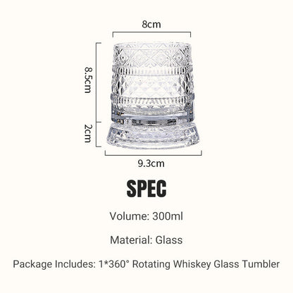 💎🥃 360° roterande whiskeyglas – Lyxigt roterande kristallglas