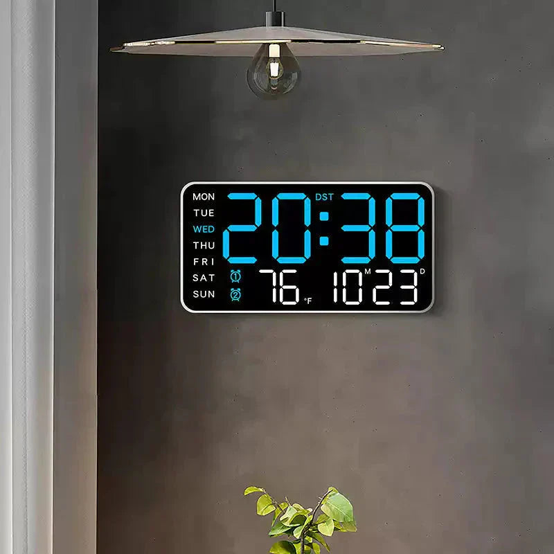 Stor digital LED-väggklocka – Modern elektronisk klocka med datum och temperatur
