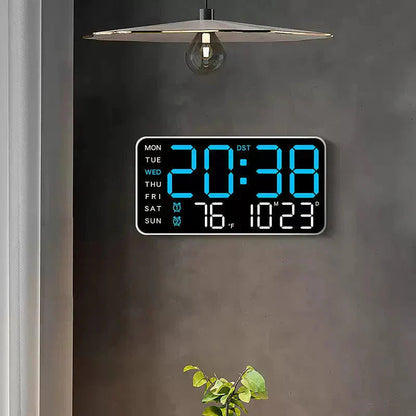Stor digital LED-väggklocka – Modern elektronisk klocka med datum och temperatur