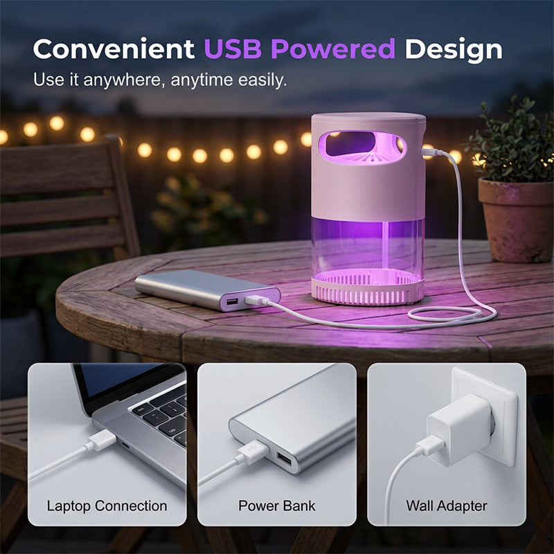🦟 Tystgående UV-mygglampa / insektsfångare | Ljudlös och giftfri | USB-driven | Ett måste för sovrummet 😴💤