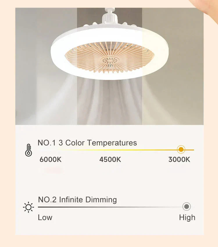 LED-takfläkt med fjärrkontroll – tystgående, 3 ljuslägen, energisparande 🌀
