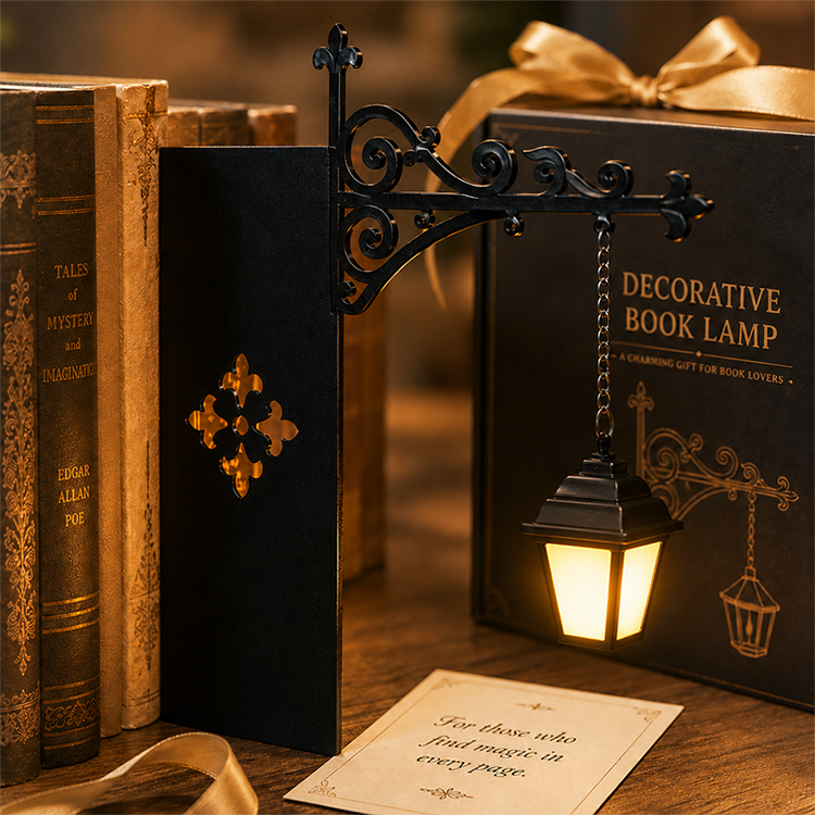 📢📢 Tidsbegränsat erbjudande: 50 % rabatt! 🔥 Mini retro gatlykta-bokstöd 📚💡 – Ge din bokhylla en unik design