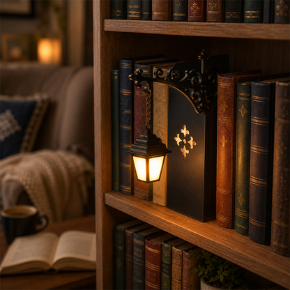 📢📢 Tidsbegränsat erbjudande: 50 % rabatt! 🔥 Mini retro gatlykta-bokstöd 📚💡 – Ge din bokhylla en unik design