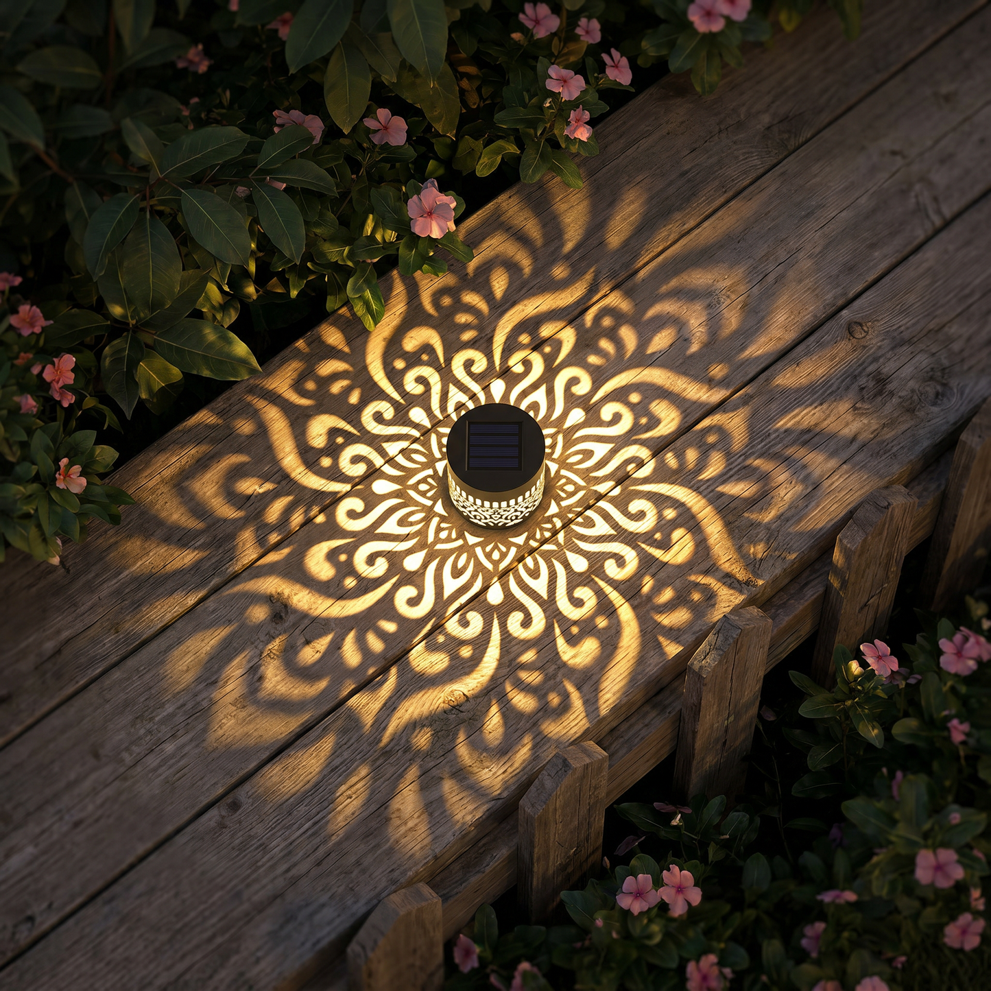 Färgglad solcells-mandala trädgårdslampa – Vattentät LED-vägglampa med projektionseffekt, för utomhusbruk