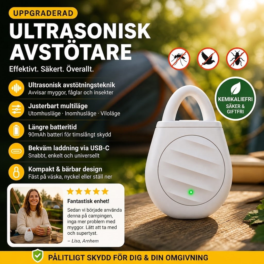 🐦Oroa dig aldrig mer för fåglar, skadedjur och gräshoppor! Bärbar ultraljudsfågelskrämma i nyckelringsdesign.