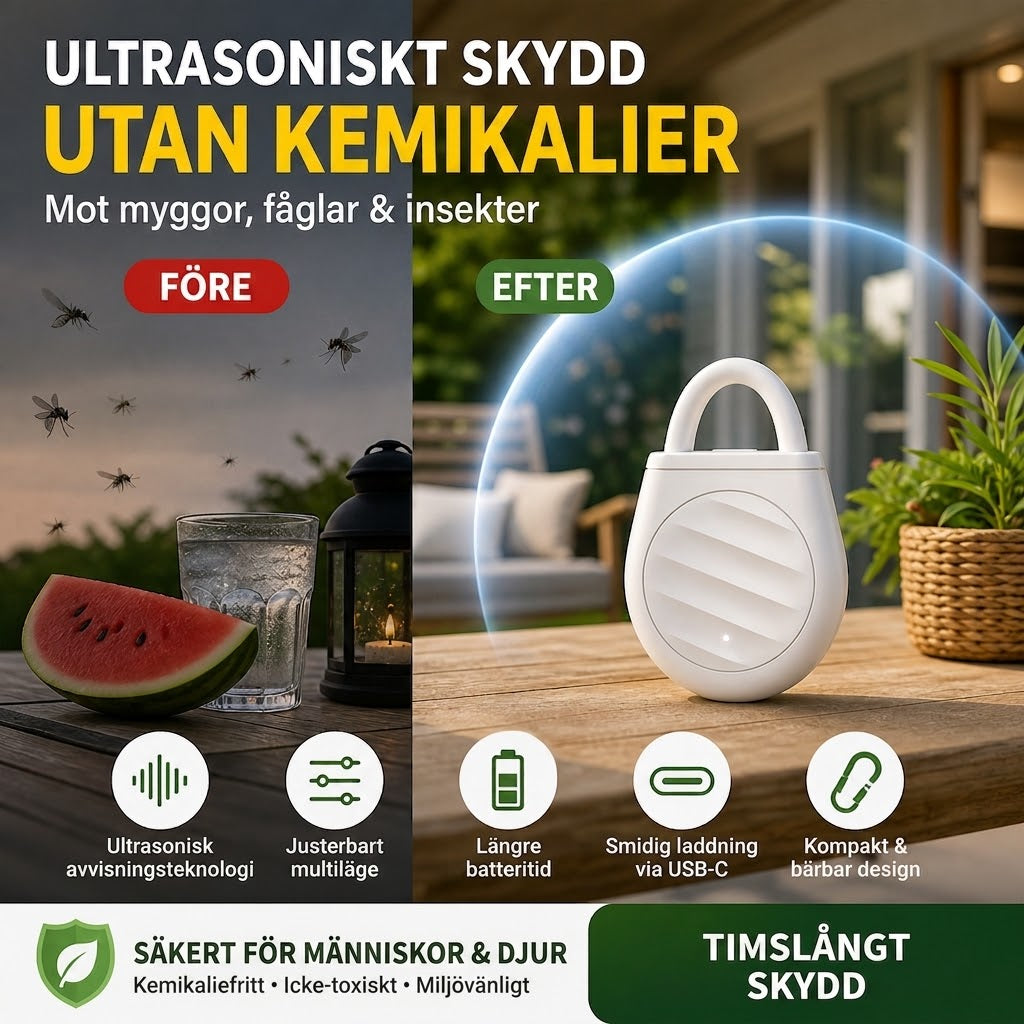 🐦Oroa dig aldrig mer för fåglar, skadedjur och gräshoppor! Bärbar ultraljudsfågelskrämma i nyckelringsdesign.